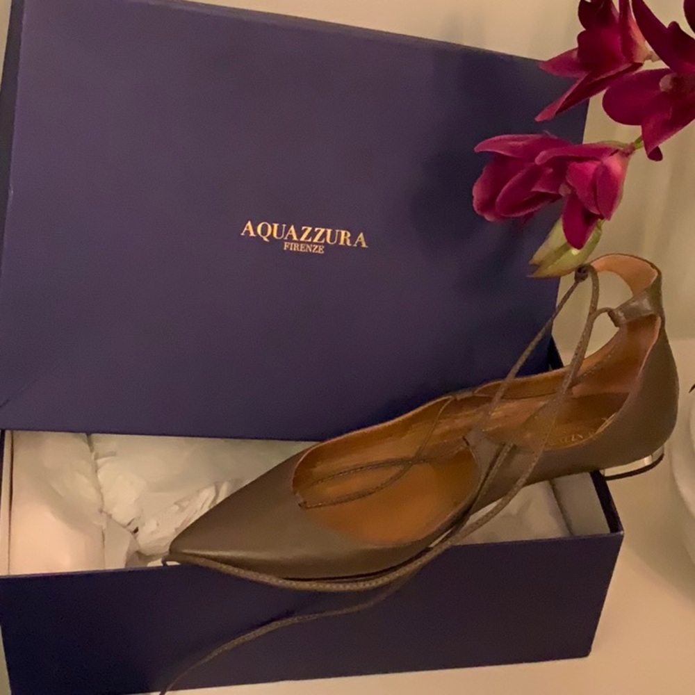 Aquazzura ballet lace up flats